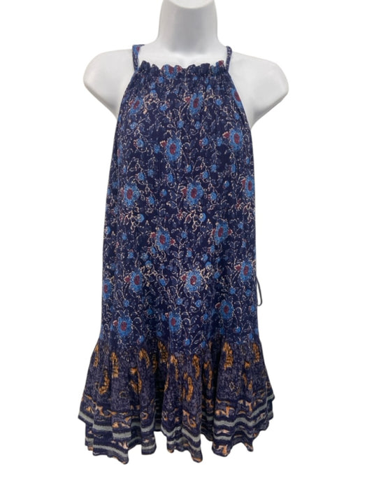 Free People Size S Navy, Blue, Purple Cotton Sleeveless Floral high neck Dress Navy, Blue, Purple / S