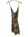 Farm Rio Size S Green, Yellow, Brown Viscose V Neck Birds Wrap Mini Dress Green, Yellow, Brown / S