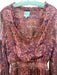 Misa Size M Red & Purple Polyester Long Sleeve Geometric Ruffle Hem V Neck Dress Red & Purple / M