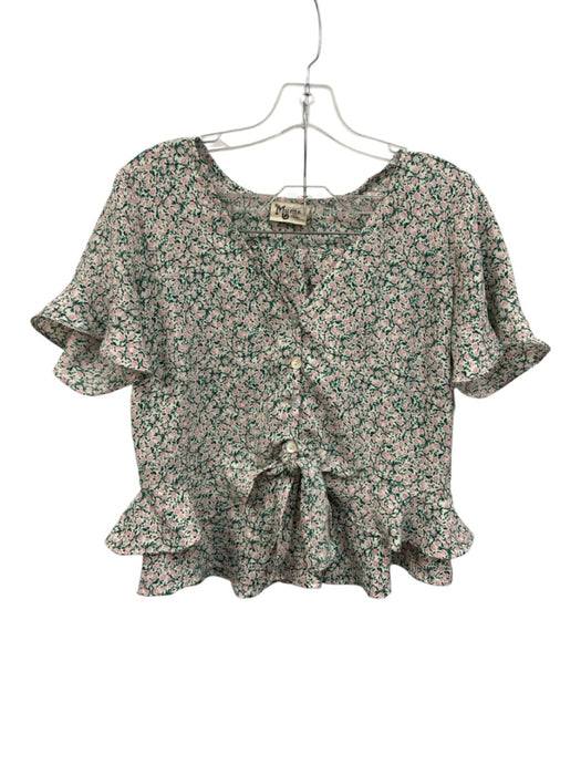 Show Me Your Mumu Size S/M Pink, Green, White Polyester Short Sleeve Skirt Set Pink, Green, White / S/M