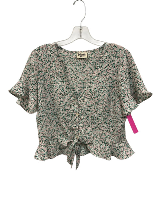 Show Me Your Mumu Size S/M Pink, Green, White Polyester Short Sleeve Skirt Set Pink, Green, White / S/M