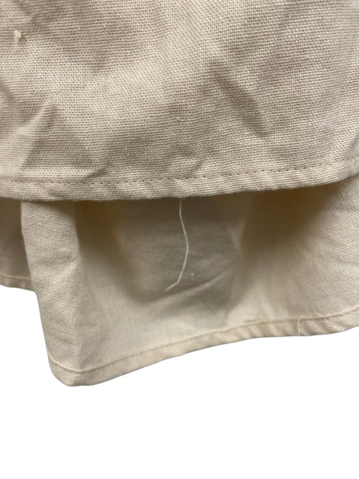 En Saison Size M Cream White & Blue Cotton & Linen Spaghetti Strap Tie Back Top Cream White & Blue / M