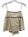 En Saison Size M Cream White & Blue Cotton & Linen Spaghetti Strap Tie Back Top Cream White & Blue / M