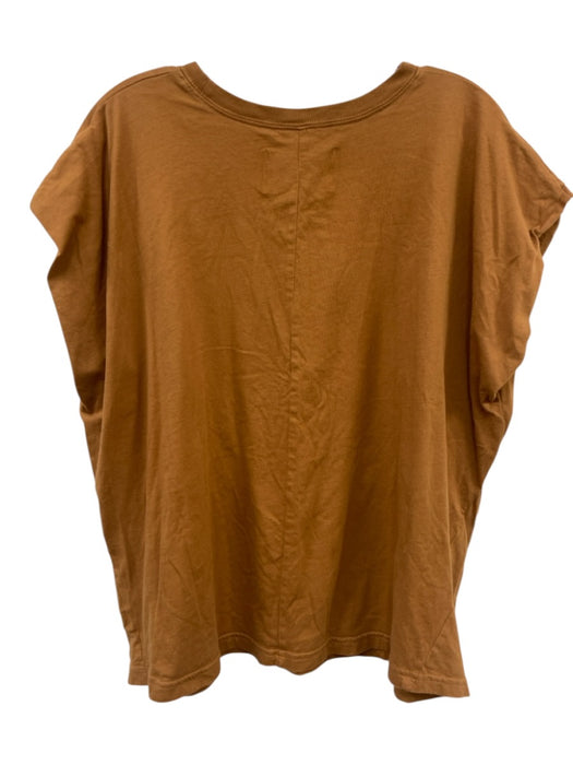 Pistola Size S Brown Cotton Cap Sleeve Crew Neck T Shirt Top Brown / S