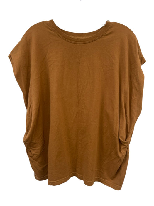 Pistola Size S Brown Cotton Cap Sleeve Crew Neck T Shirt Top Brown / S