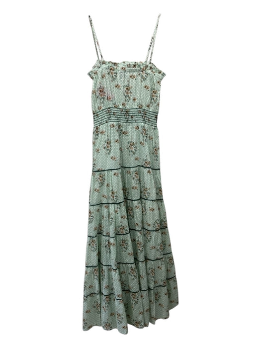 Playa Lucila Size S Light Green Print Cotton Lattice Print Floral Maxi Dress Light Green Print / S