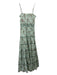 Playa Lucila Size S Light Green Print Cotton Lattice Print Floral Maxi Dress Light Green Print / S