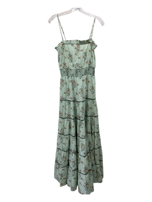 Playa Lucila Size S Light Green Print Cotton Lattice Print Floral Maxi Dress Light Green Print / S