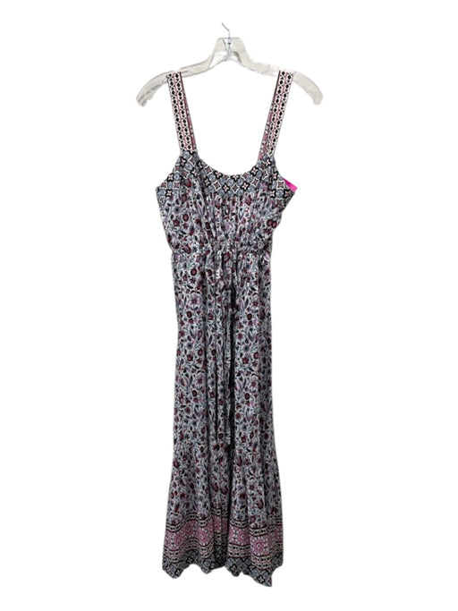 XiRENA Size XS White, Pink, Blue Cotton Abstract Floral Sleeveless Midi Dress White, Pink, Blue / XS