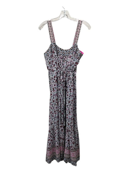 XiRENA Size XS White, Pink, Blue Cotton Abstract Floral Sleeveless Midi Dress White, Pink, Blue / XS