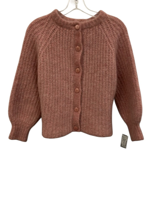 La maille sezane Size S Pink Alpaca Blend Button Front Knit Round Neck Sweater Pink / S