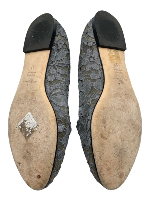 Dolce & Gabbana Shoe Size 37 Grey Blue Textile Lace Slip On Flats Shoes Grey Blue / 37