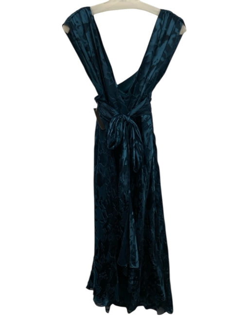 Diane Von Furstenberg Size 8 Dark Teal Rayon Blend Jacquard Cross Front Dress Dark Teal / 8