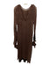 Morgan Le Fay Size L Brown Silk Slip Incld Zip Back Maxi Long Sleeve Dress Brown / L