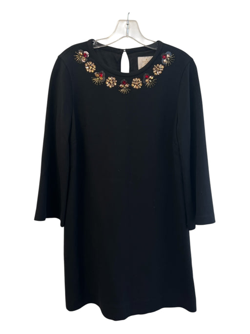 Kate Spade Size 8 Black Polyester Blend Wide Round Neck Short Sleeve Dress Black / 8