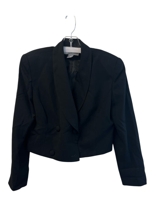 Christian Dior Size 8 Black Wool Double Button Long Sleeve Cropped Blazer Jacket Black / 8