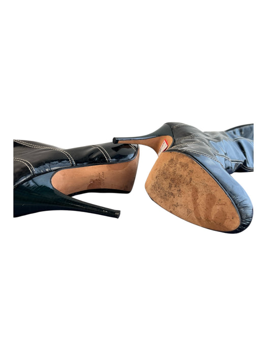 Ron Donovan Shoe Size 40 Black Patent Leather Almond Toe Above Knee Boots Black / 40