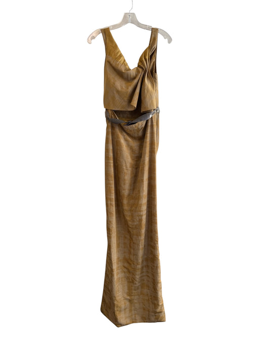 Vera Wang Lavender Size 6/40 Mustard Polyester Silk Lining Side Zip Gown Mustard / 6/40