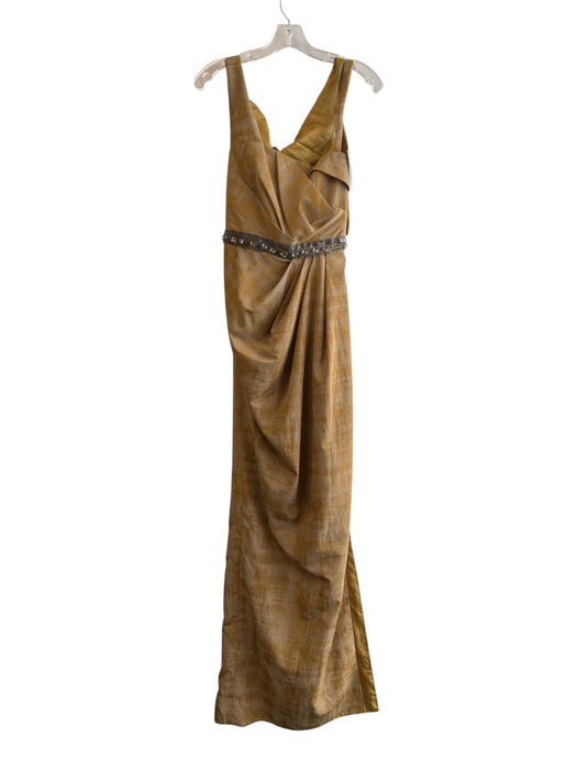 Vera Wang Lavender Size 6/40 Mustard Polyester Silk Lining Side Zip Gown Mustard / 6/40