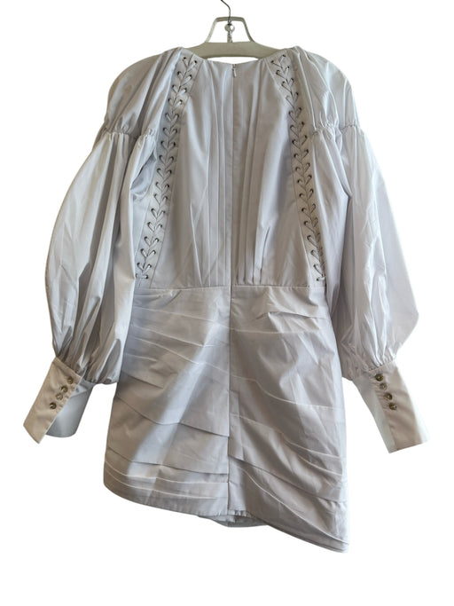 Acler Size 8 White Polyester & Cotton Round Neck Long Balloon Sleeve Dress White / 8