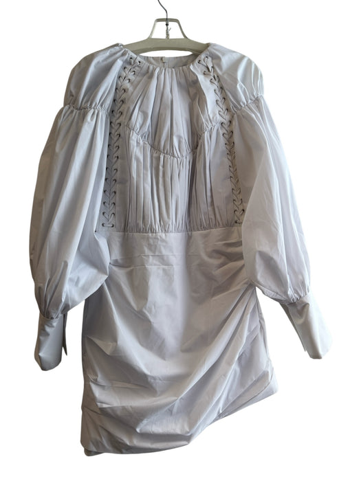 Acler Size 8 White Polyester & Cotton Round Neck Long Balloon Sleeve Dress White / 8