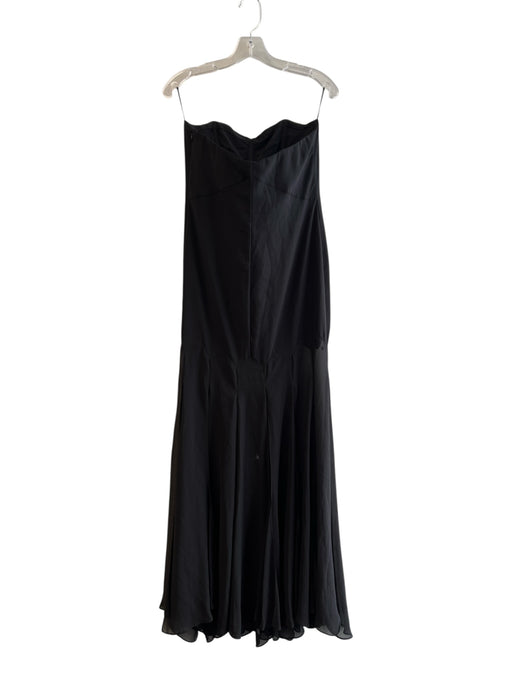 Zara Black Polyester Strap & Buckle Side Zip Semi Sheer Long Loungewear Black