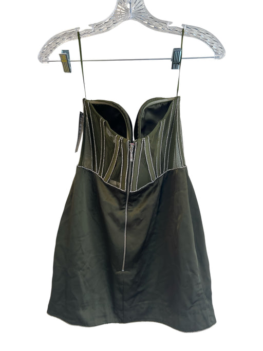 Retrofete Size Medium Olive Green Polyester Strapless Mini Dress Olive Green / Medium