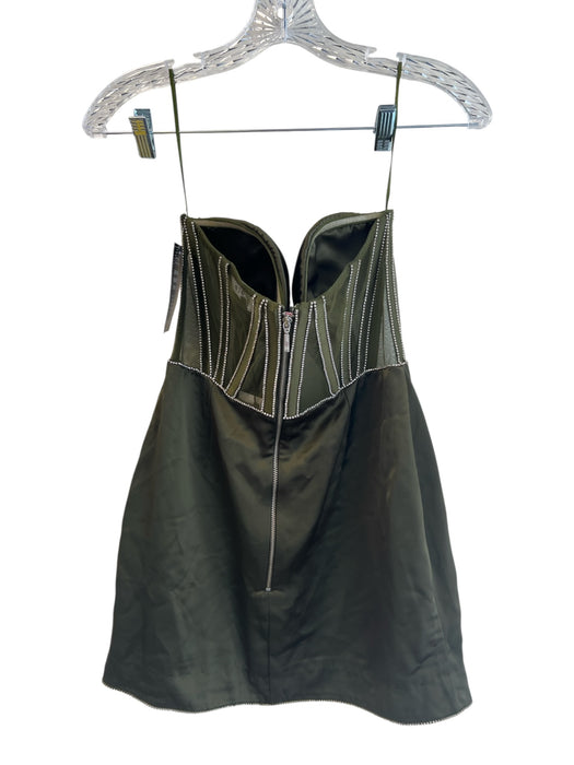 Retrofete Size Medium Olive Green Polyester Strapless Mini Dress Olive Green / Medium