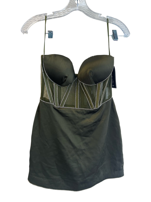 Retrofete Size Medium Olive Green Polyester Strapless Mini Dress Olive Green / Medium