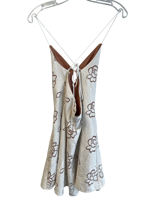 For Love & Lemons Size Medium Cream Polyester Spaghetti Strap Floral Mini Dress Cream / Medium