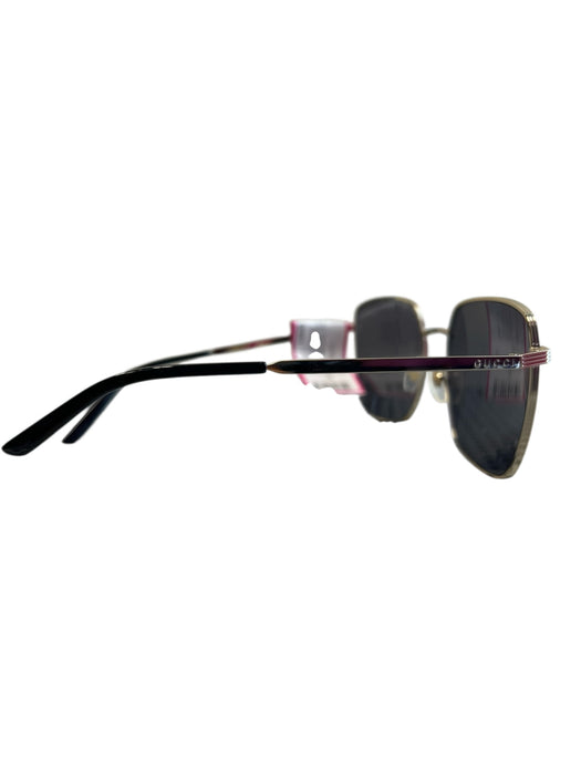 Gucci Gold Metal Square Lens Oversized Sunglasses Gold