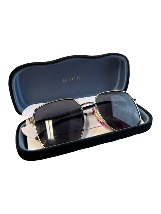 Gucci Gold Metal Square Lens Oversized Sunglasses Gold