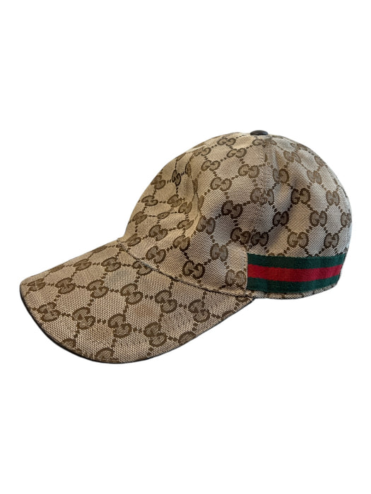 Gucci Brown Polyamid Adjustable Logo Snap Back Baseball Cap Hat Brown / Small