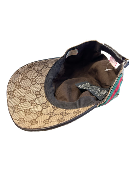 Gucci Brown Polyamid Adjustable Logo Snap Back Baseball Cap Hat Brown / Small