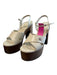 Gucci Shoe Size 39.5 Cream Leather Wood Sole Platform Logo Open Toe Shoes Cream / 39.5