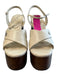 Gucci Shoe Size 39.5 Cream Leather Wood Sole Platform Logo Open Toe Shoes Cream / 39.5