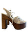 Gucci Shoe Size 39.5 Cream Leather Wood Sole Platform Logo Open Toe Shoes Cream / 39.5