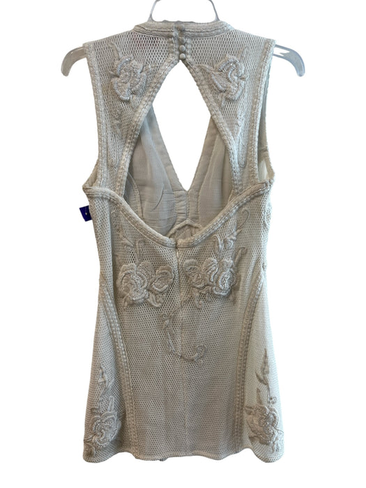 Not So Serious Size M White Cotton & Polyester Sleeveless V Neck Open Back Dress White / M