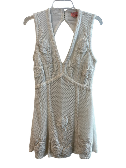 Not So Serious Size M White Cotton & Polyester Sleeveless V Neck Open Back Dress White / M