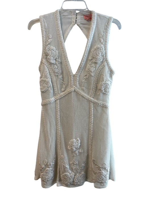 Not So Serious Size M White Cotton & Polyester Sleeveless V Neck Open Back Dress White / M