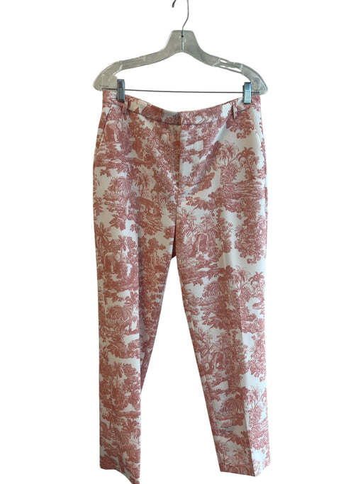 L'agence Size 10 Pink & White Polyester Blend Long Sleeve Straight Leg Pants Set Pink & White / 10