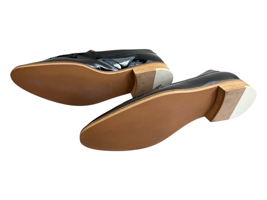 Everlane Shoe Size 7.5 Black Leather Loafer Pointed Toe brown sole Slip On Shoes Black / 7.5