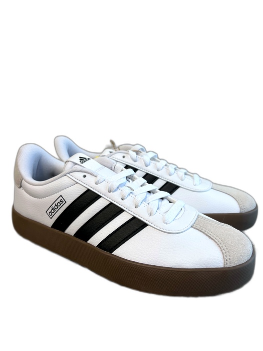 Adidas Shoe Size 9 White Leather Lace Up 3 Stripes Black Gray Toe Sneakers White / 9