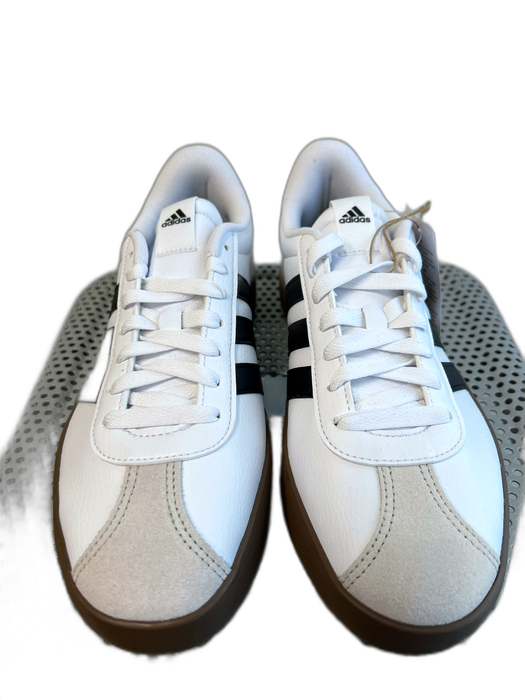 Adidas Shoe Size 9 White Leather Lace Up 3 Stripes Black Gray Toe Sneakers White / 9