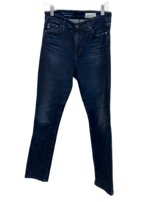 AG Size 27 Dark Blue Cotton & Elastane High Rise 5 Pocket Slim Straight Jeans Dark Blue / 27