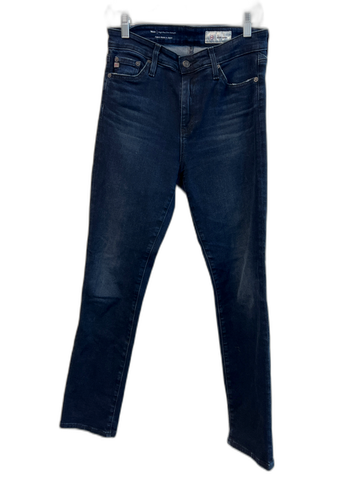 AG Size 27 Dark Blue Cotton & Elastane High Rise 5 Pocket Slim Straight Jeans Dark Blue / 27