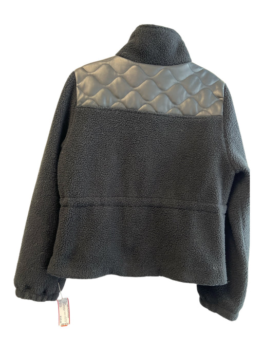 Lamarque Size Small Black Polyurethane Quilted Sherpa Zip Up Jacket Black / Small