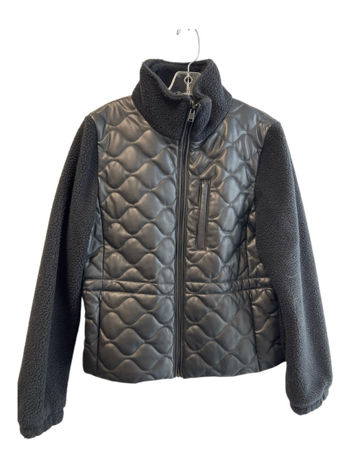 Lamarque Size Small Black Polyurethane Quilted Sherpa Zip Up Jacket Black / Small
