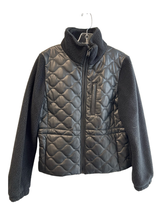 Lamarque Size Small Black Polyurethane Quilted Sherpa Zip Up Jacket Black / Small