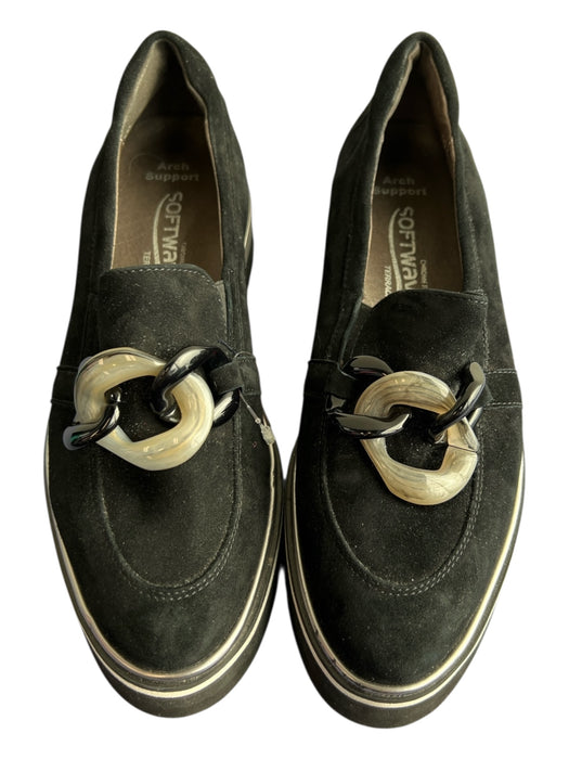 Softwaves Shoe Size 37.5 Black Suede Chain Detail Loafer Platform Loafers Black / 37.5